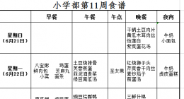 川师大宜宾实外2020春期小学部第11周食谱  